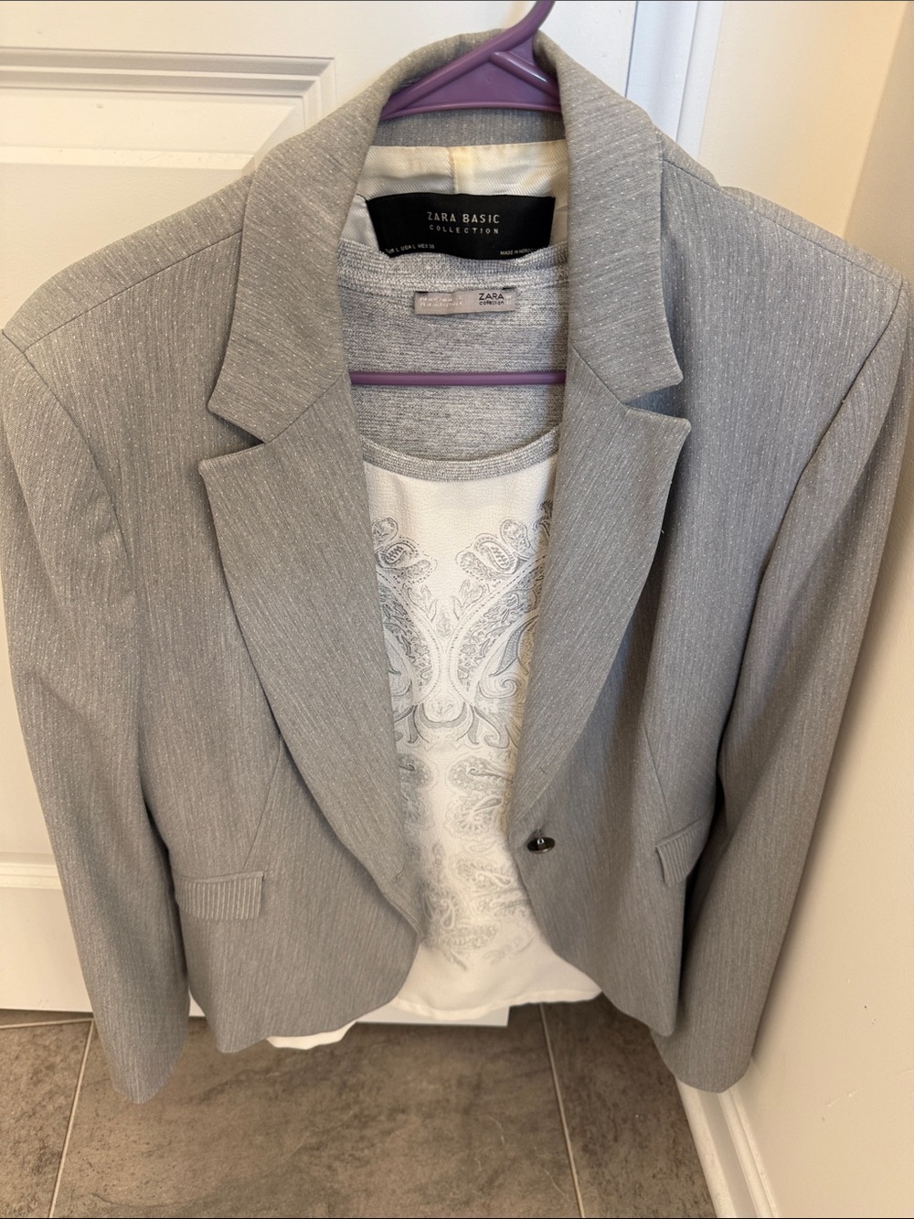Zara Gray Pinstripe Women's Tailored Blazer and Top bundle